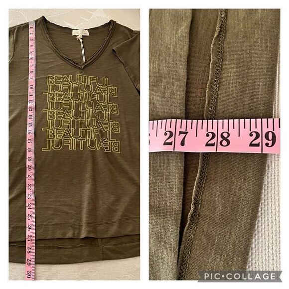 Dept 222‎ Top Women’s Size XL Top Tee V Neck Short Sleeves Side Slits - Picture 7 of 11